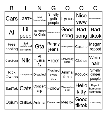Fyp bingo Card