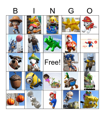 Macy’s thanksgiving parade bingo Card