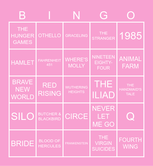 TBR BOOK BINGO Card