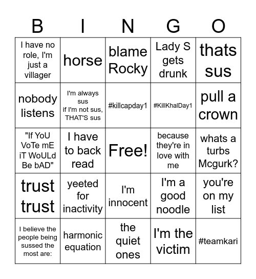 Village Bingo Card