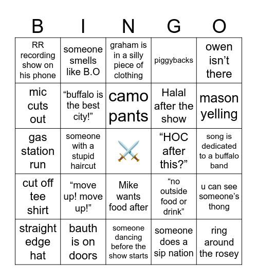 buffalo show Bingo Card