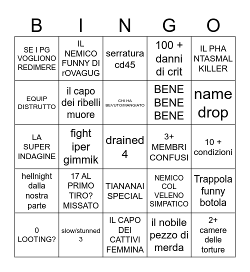 CONSIGLIO DEI LADRI BINGO Card