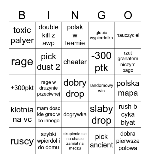 cs bingo Card