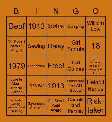 Happy Birthday Juliette Low!!!! Bingo Card