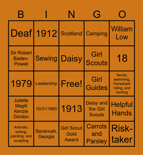 Happy Birthday Juliette Low!!!! Bingo Card