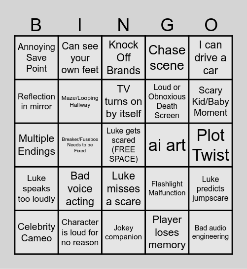 A QUIET PLACE BINGO Card