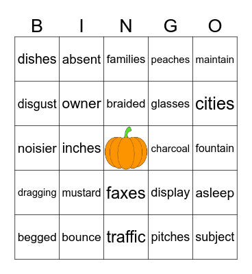 3rd Grade Harvest Party Bingo Card