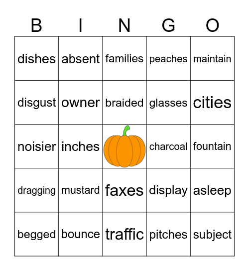 3rd Grade Harvest Party Bingo Card
