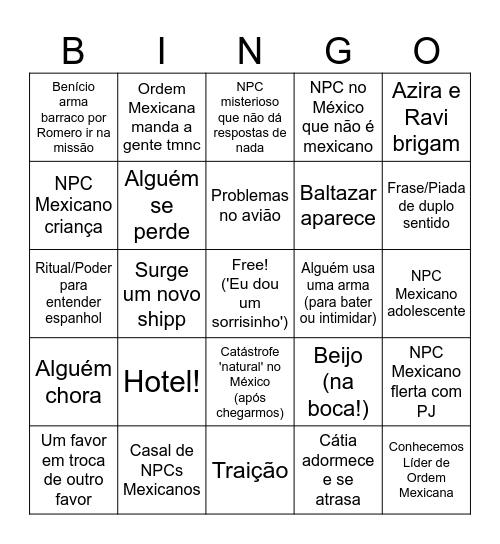 VIAGEM PRO MEXICO BEBE UHUUUL Bingo Card