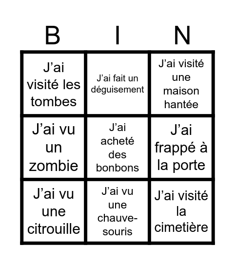 Halloween Bingo Card