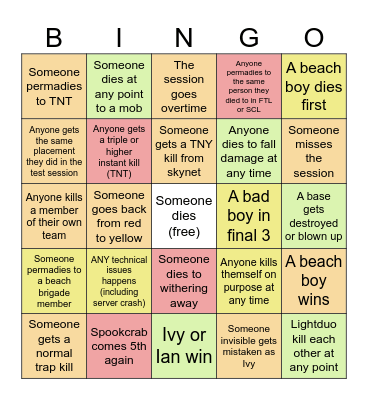 MOT Finale Bingo Card