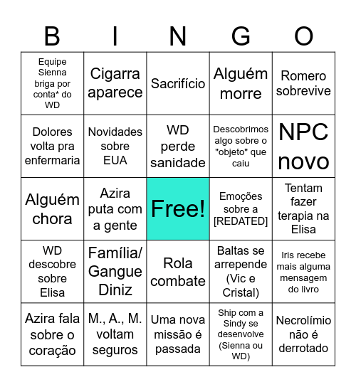 Projeção ep 10 Bingo Card