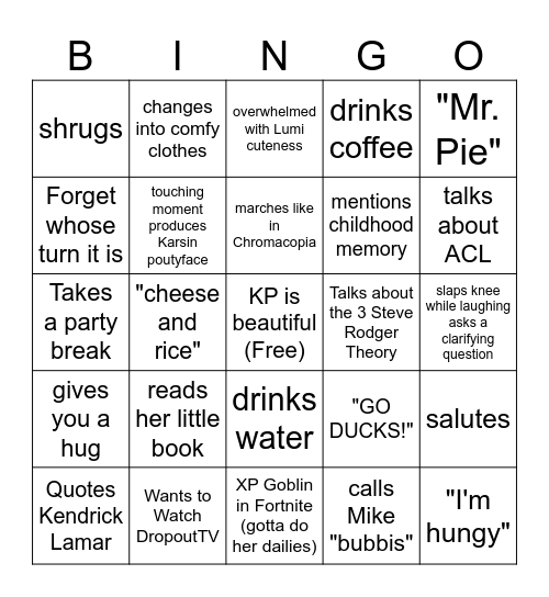 KarsinGo Bingo Card