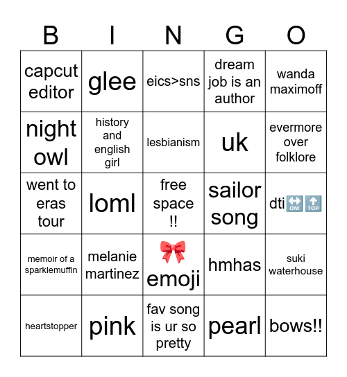 eva’s bingo Card