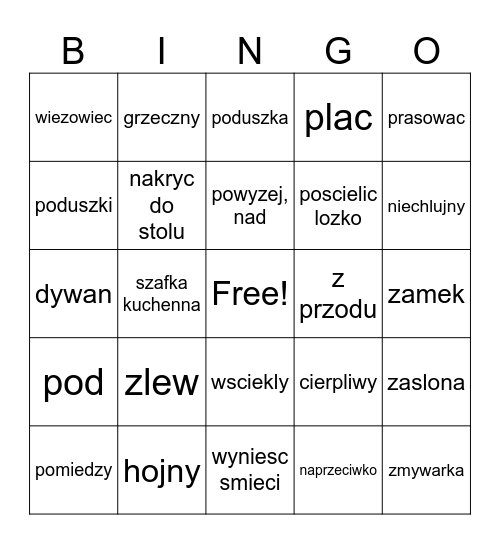 Where do I live - PL Bingo Card
