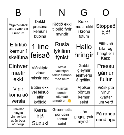 Morgun vaktstjóri bingó Bingo Card