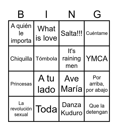 Bingo musical 24 Bingo Card