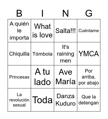 bingo musical 24 Bingo Card