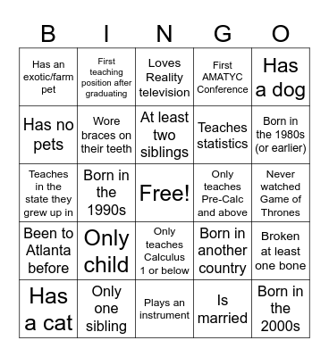 Get to know the Cohorts! Bingo Card