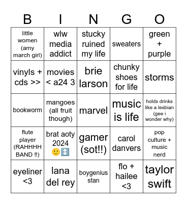 nat ⛈️ Bingo Card