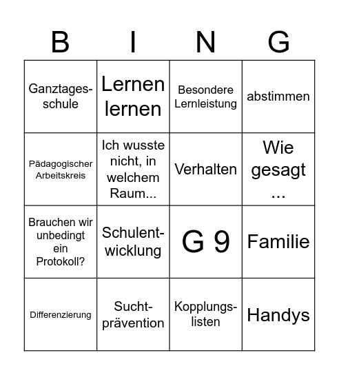 Bullshit Bingo für Schulleiter - who´s next? Bingo Card