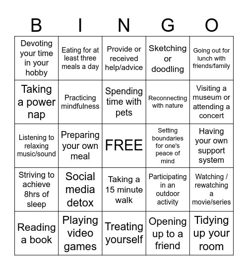 Stress and Well-being at Work Bingo Card