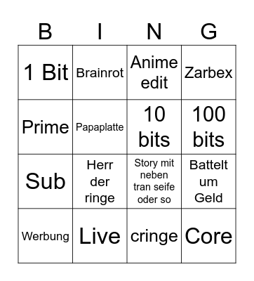 Tiktok Bingo Card