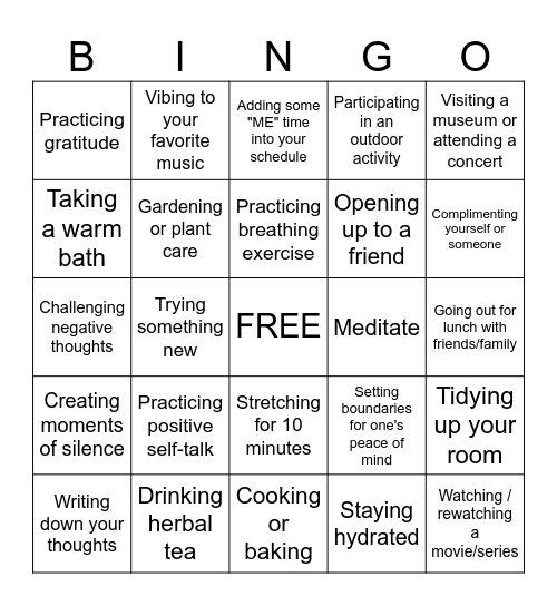 Stress and Well-being at Work Bingo Card