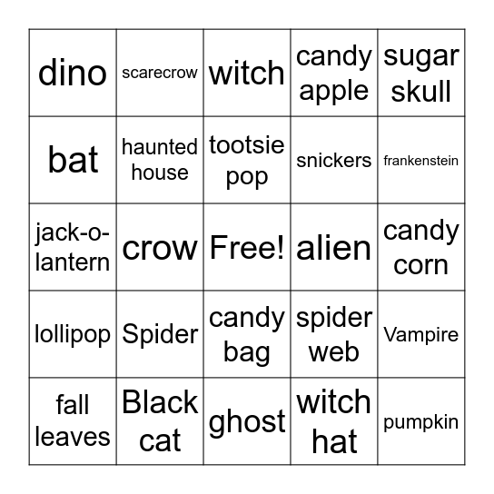 Halloween Bingo Card