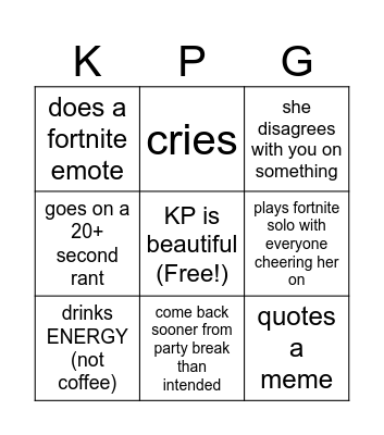 KPGO - LVL 3 Bingo Card