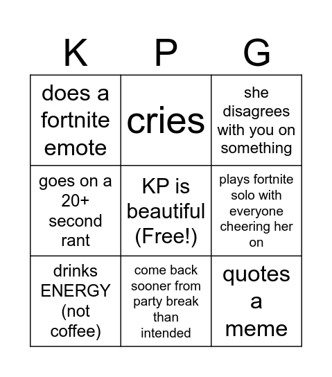 KPGO - LVL 3 Bingo Card