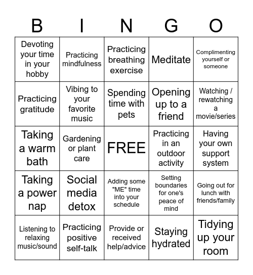 Stress and Well-being at Work Bingo Card