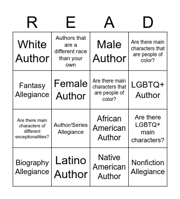 Our Reading Lanes Bingo Card