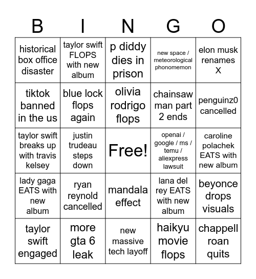 2025 Bingo Card