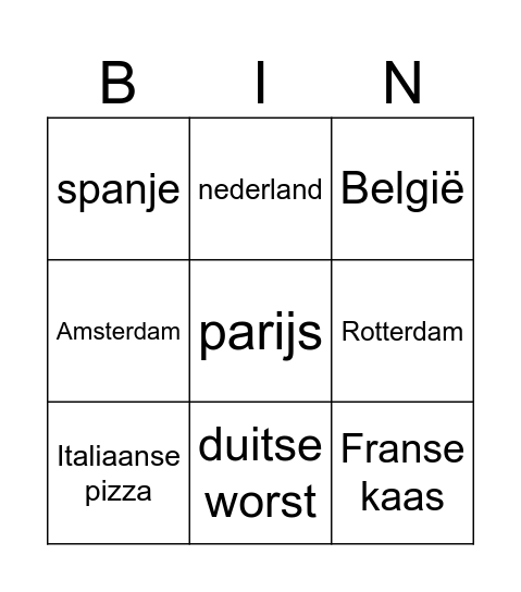 Hoofdletterbingo groep 6 Bingo Card