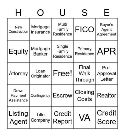 A Path to Become Mortgage Ready Bingo Card