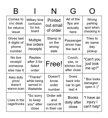 CLICK AND COLLECT Bingo Card