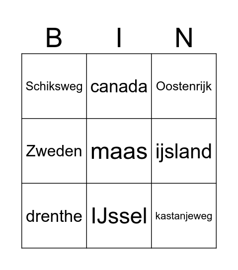 Groep 5 hoofdletterbingo Card