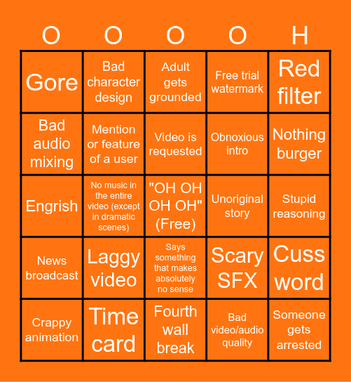 GoAnimate "Grounded videos" Bingo Card