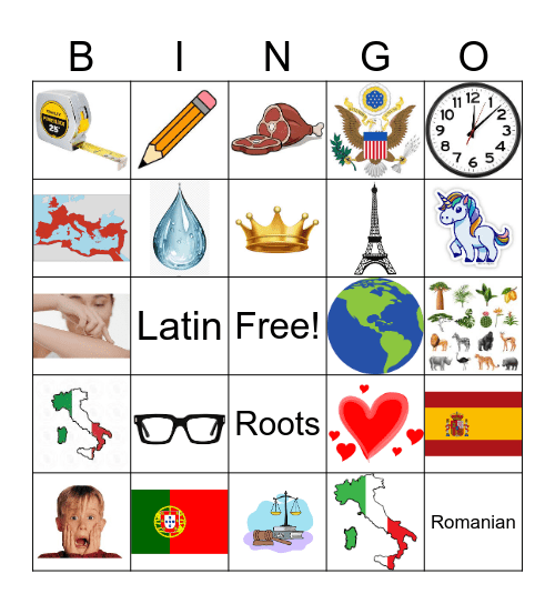 Root Word BINGO Card