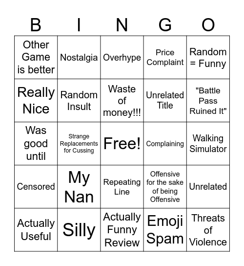 Review Bingo Card