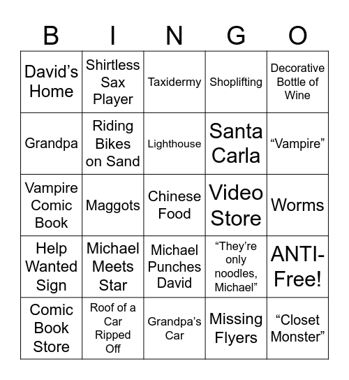 The Lost Boys - Round 1 Bingo Card