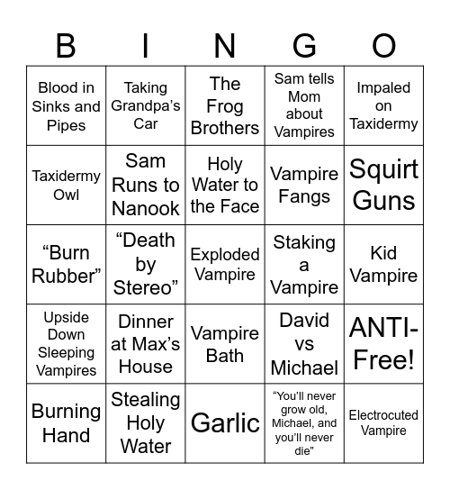 The Lost Boys - Round 3 Bingo Card