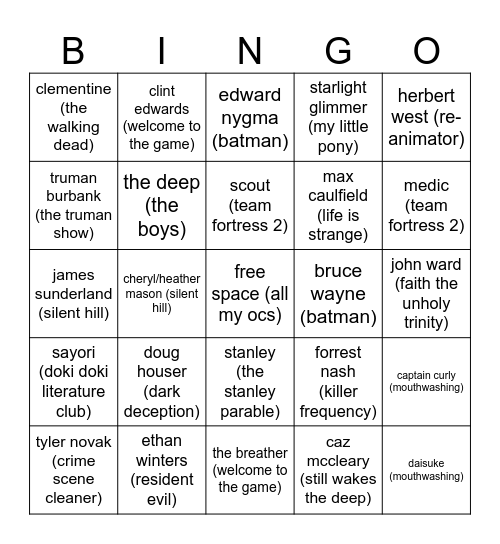 maxines faves bingoo Bingo Card