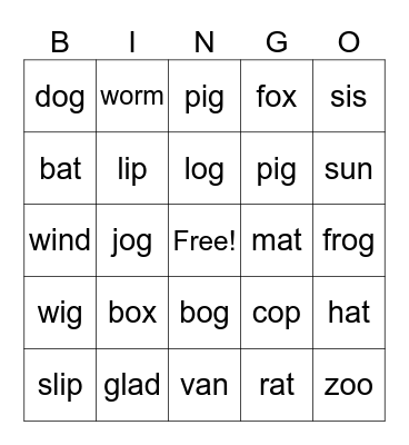 Ms. Cindy's Phonics BINGO! Bingo Card