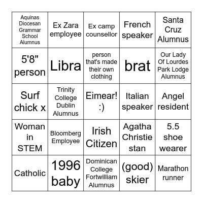 Take A Picture With A... Bingo Card