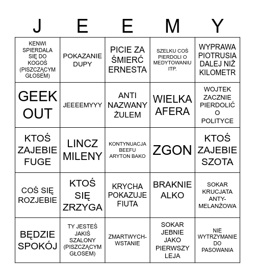 URODZINY KENWIEGO Bingo Card