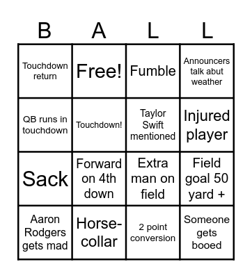 Football Bingo Card