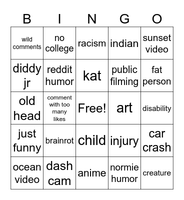 insta reels bingo Card