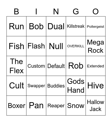 Slap Battles Gloves Bingo Card
